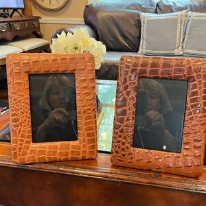 Two faux leather picture frames 9.5x7.5